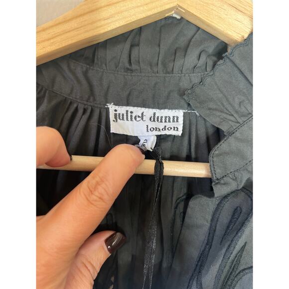 NWT Juliet Dunn Women's Poplin Blouson Embroidery Mini Dress Black Size: Medium - Picture 6 of 8